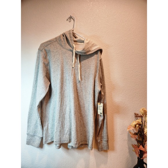 REI Co-op Wallace Lake Waffle Hoodie Men's Gray Heather Organic Cotton L - Picture 1 of 7